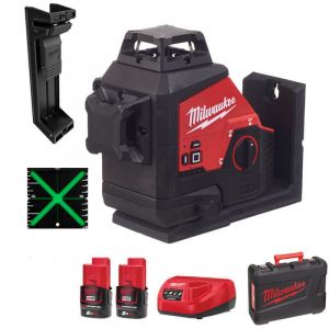 MILWAUKEE M12 3PL-0C Laser zelen s 3 rovinami 360