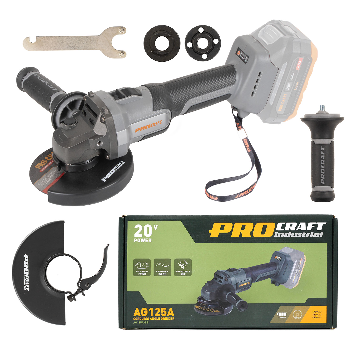 PROCRAFT AG125Abb aku uhlov brska 125mm bez aku