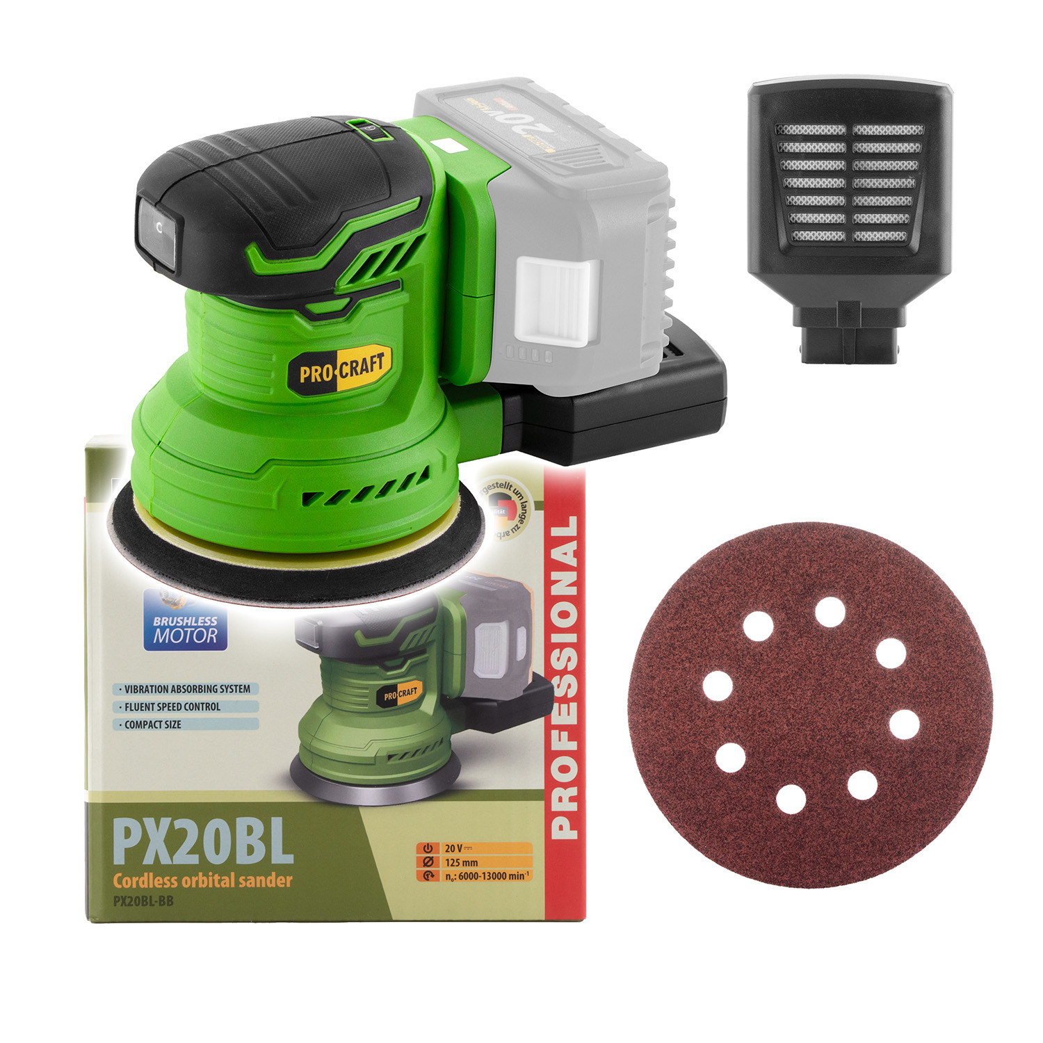 PROCRAFT PX20BLbb aku excentrick brska bez aku