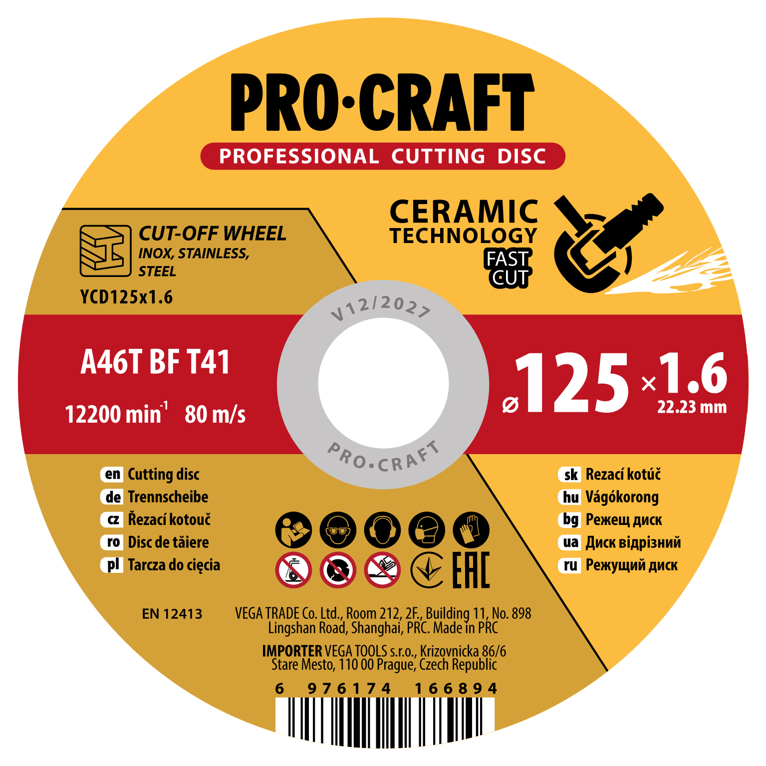 PROCRAFT 125x22,2x1,6mm rezn kot