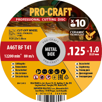 PROCRAFT 125x22,2x1,0mm rezn kot v plechovom boxe 10ks